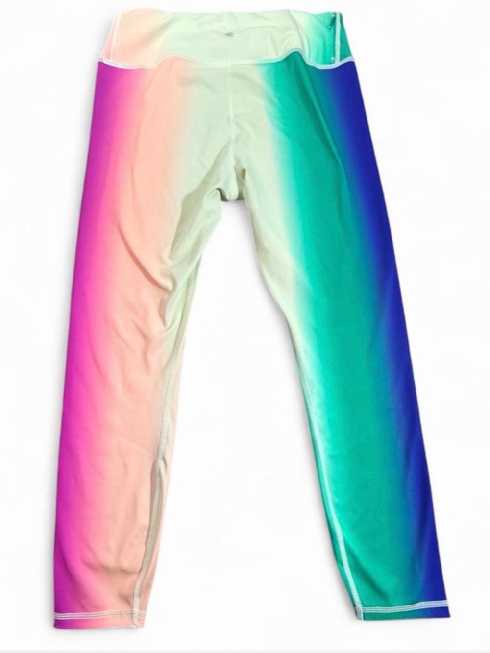 Athleta Rainbow Ombre Gradient Cropped Leggings Women's Medium Pink Blue Green